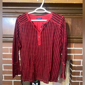 Red and Black Checkered Long Sleeve Shirt